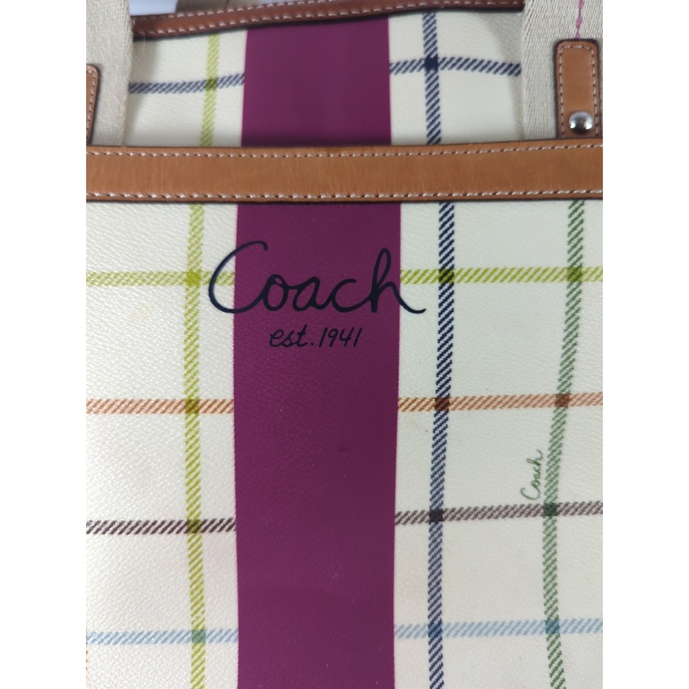 COACH Tattersall Multicolored Coated Canvas Diaper Bag Fl4792 See Pictures - Picture 2 of 14